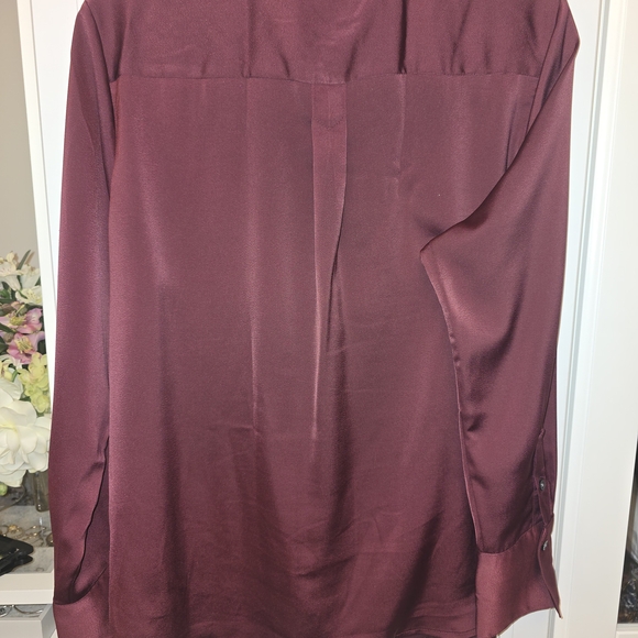 Banana Republic Satin Button-Up Shirt - Burgundy - Picture 3 of 5